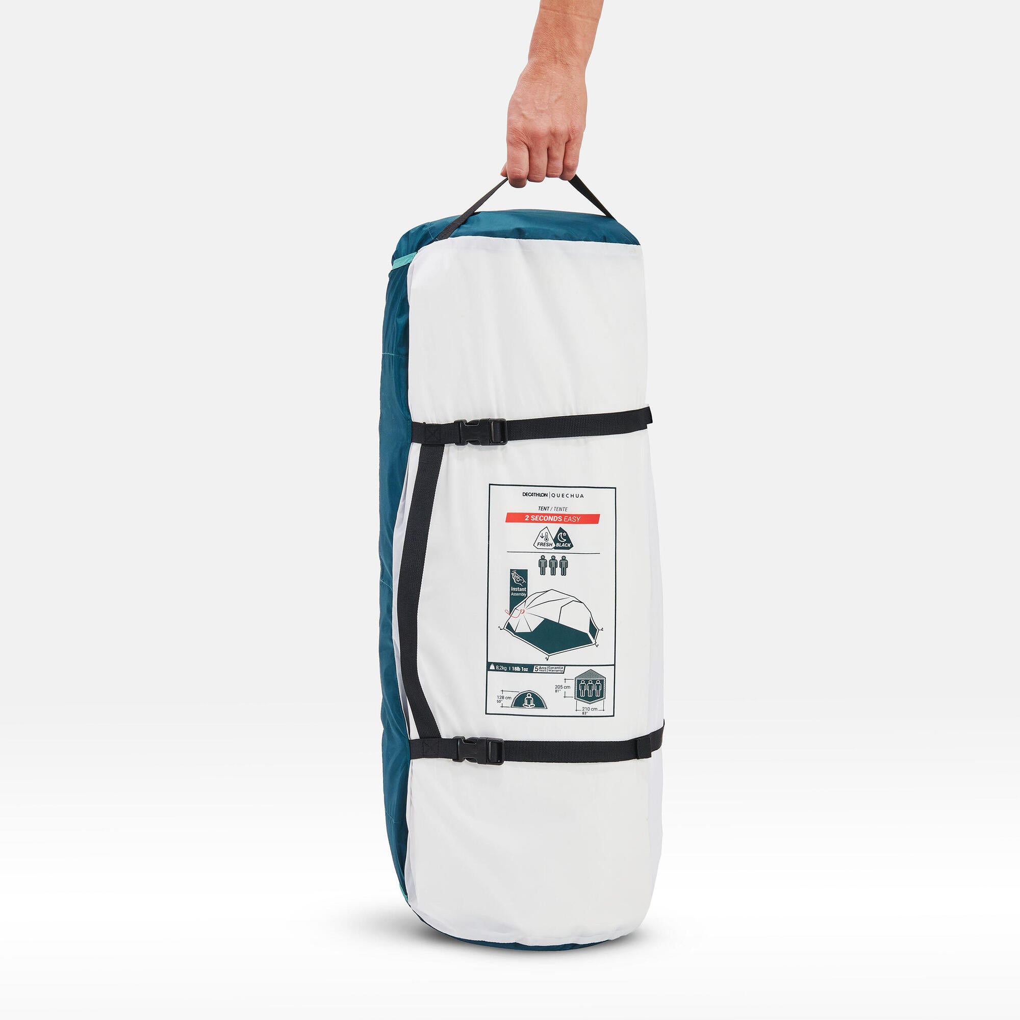 Quechua 2 Second Easy Fresh & Black Waterproof Pop Up Camping Tent 3 Person - Image 2