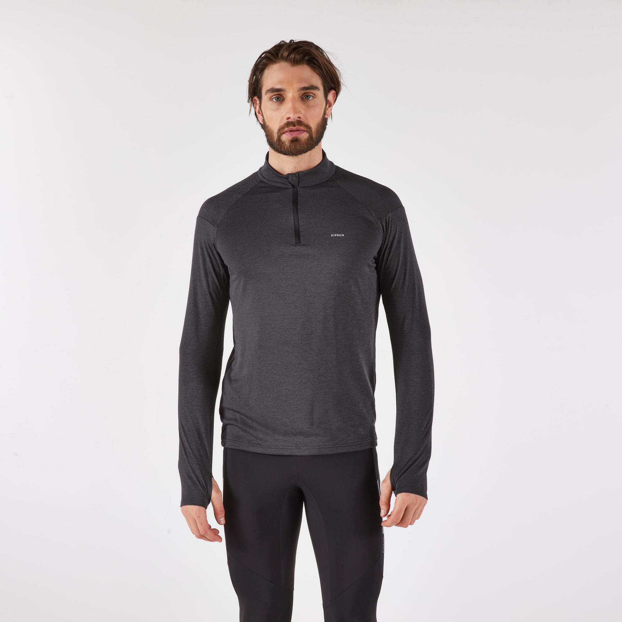 Kiprun Men's 100 Long-Sleeved Half-Zip Running T-shirt